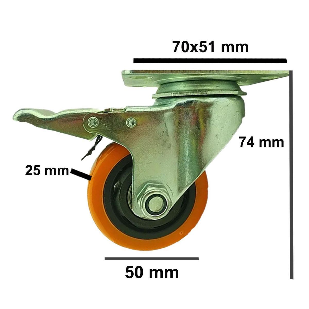 SOFBAL - Pack 2 Ruedas Giratoria 50mm Freno