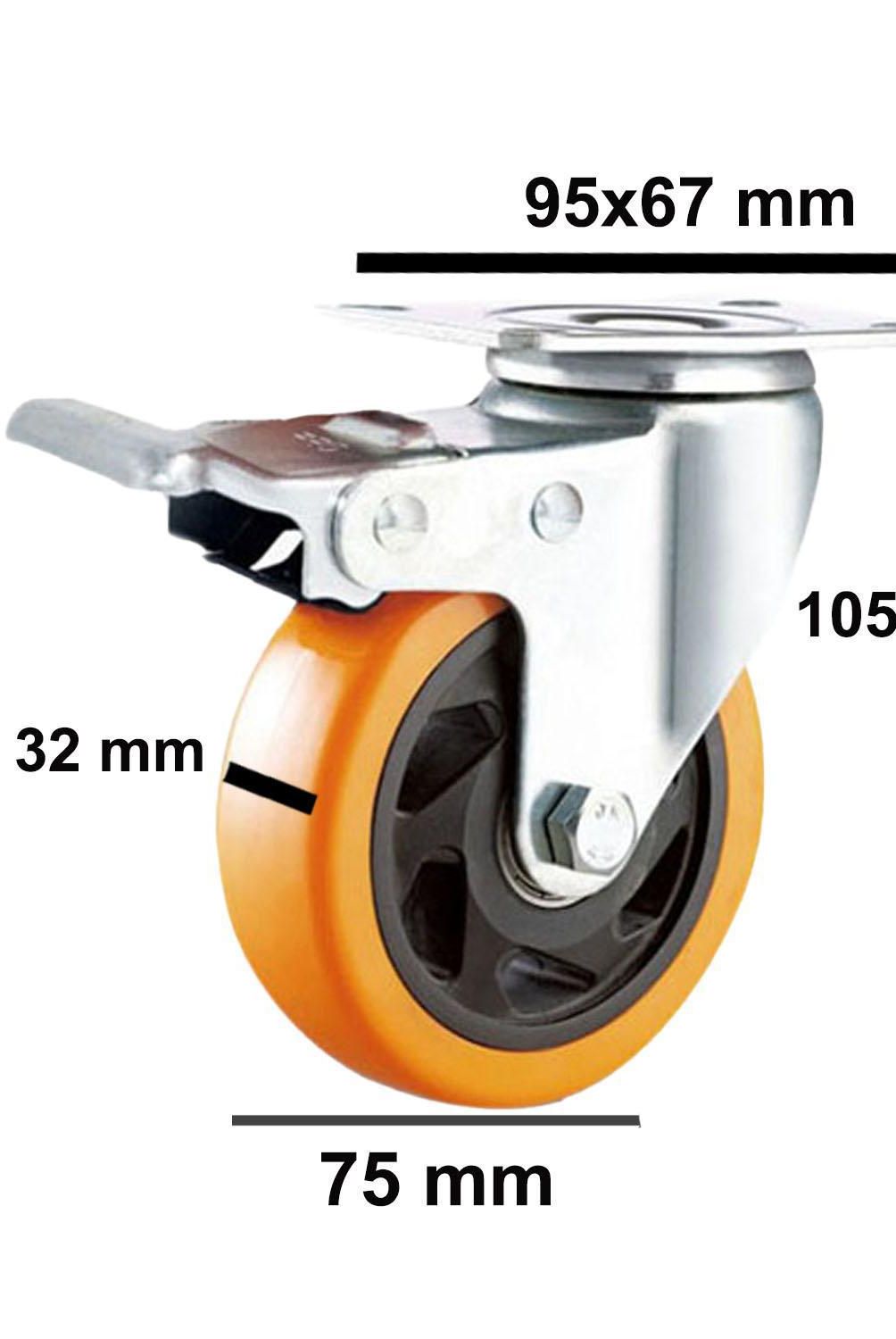 SOFBAL - Pack 2 Ruedas Giratoria 75mm Freno