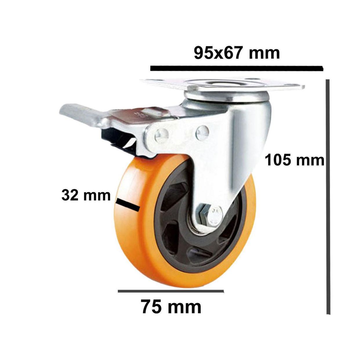 SOFBAL - Pack 2 Ruedas Giratoria 75mm Freno