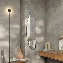 ROCA - Espejo Pared Forma Ondulada 119x34 cm Plateado Orgánico