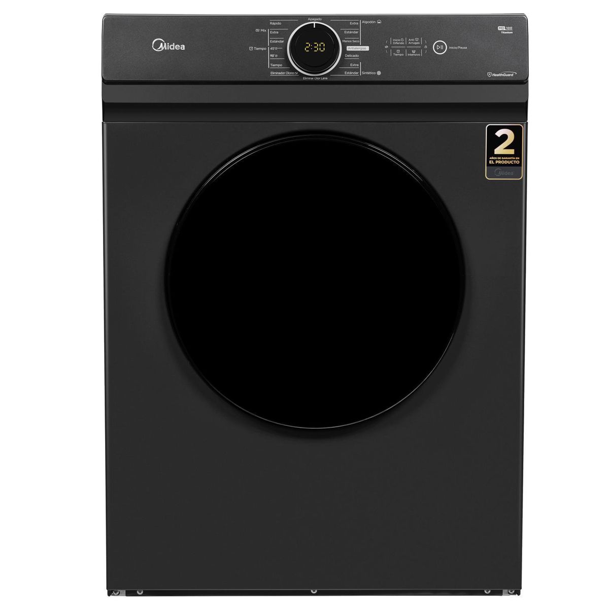 MIDEA - Secadora de Ropa 10 kg Carga Frontal con Evacuación Titanium MD100A100/T