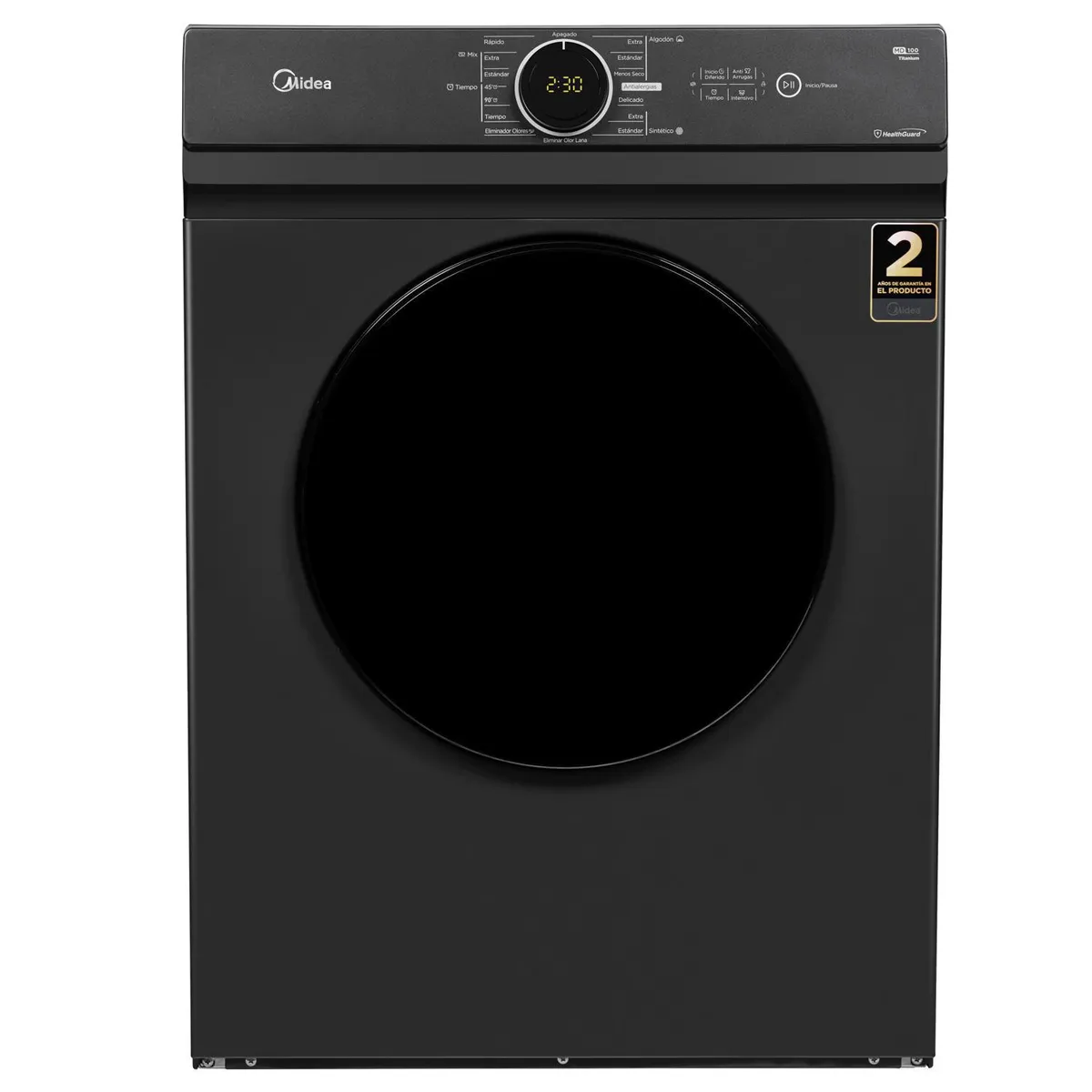 MIDEA - Secadora de Ropa 10 kg Carga Frontal con Evacuación Titanium MD100A100/T