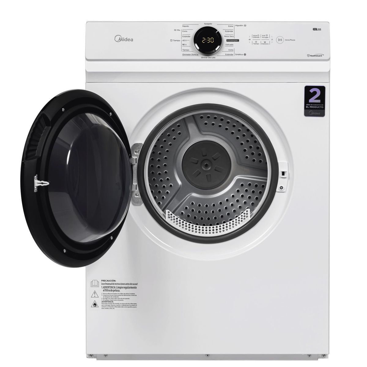 MIDEA - Secadora de Ropa 10 kg Carga Frontal con Evacuación Blanco MD100A100/W