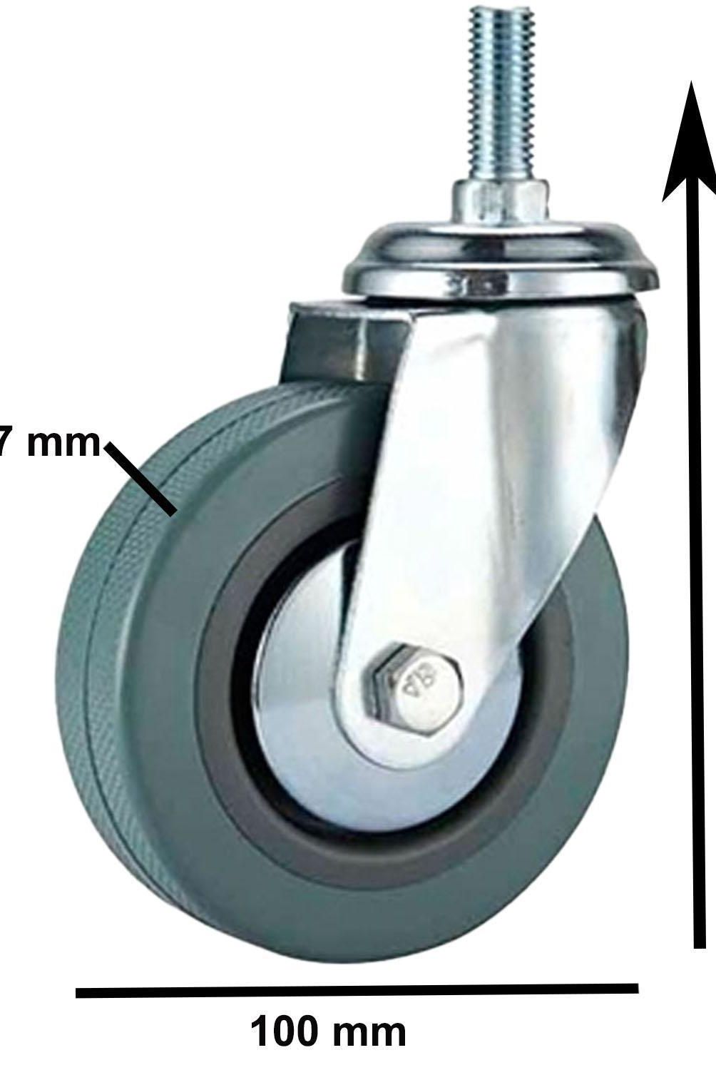 SOFBAL - Rueda Goma Gris 4" - M12 - 2 Unidades