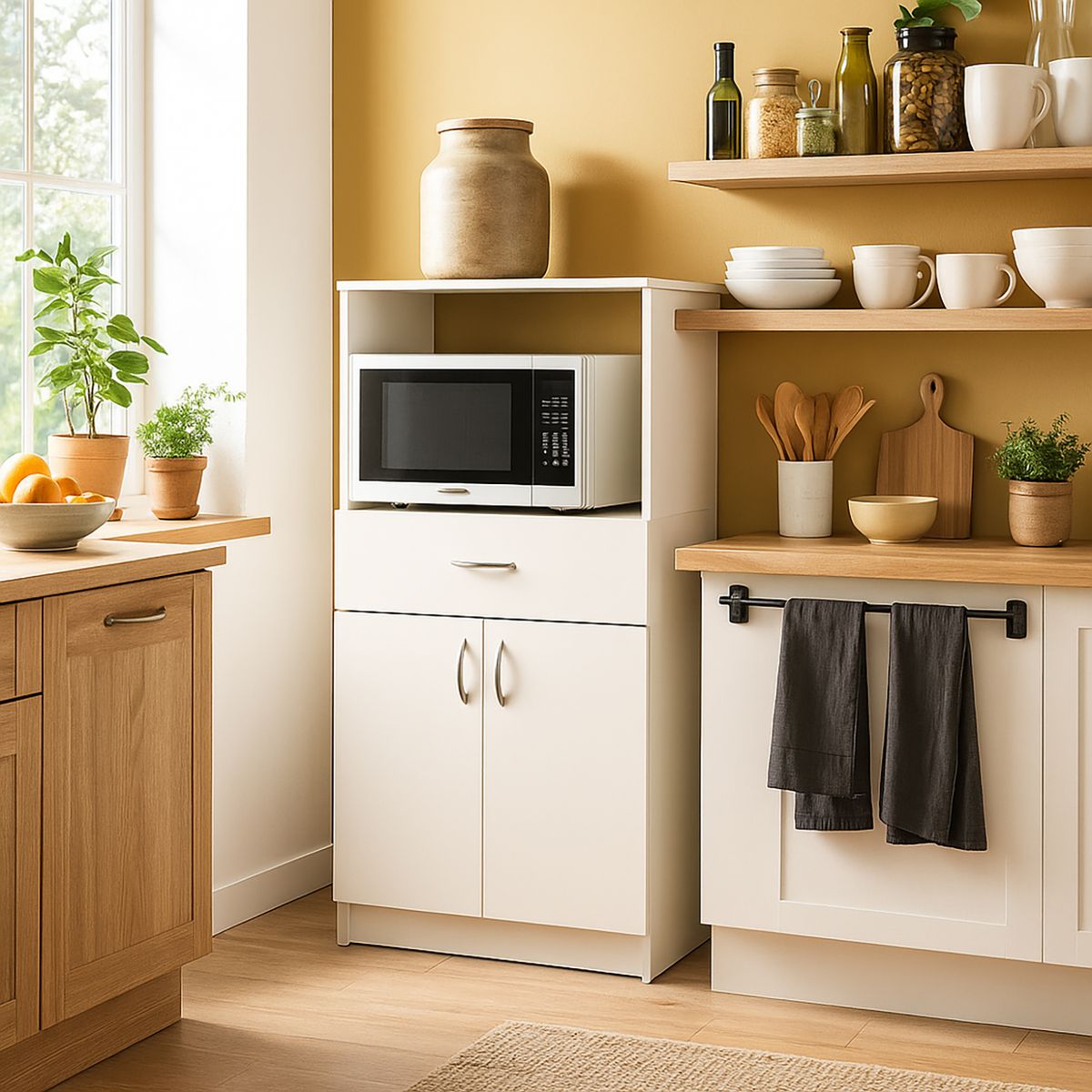 STANFORD - Mueble Auxiliar de Cocina 2 Puertas 1 Repisa Blanco