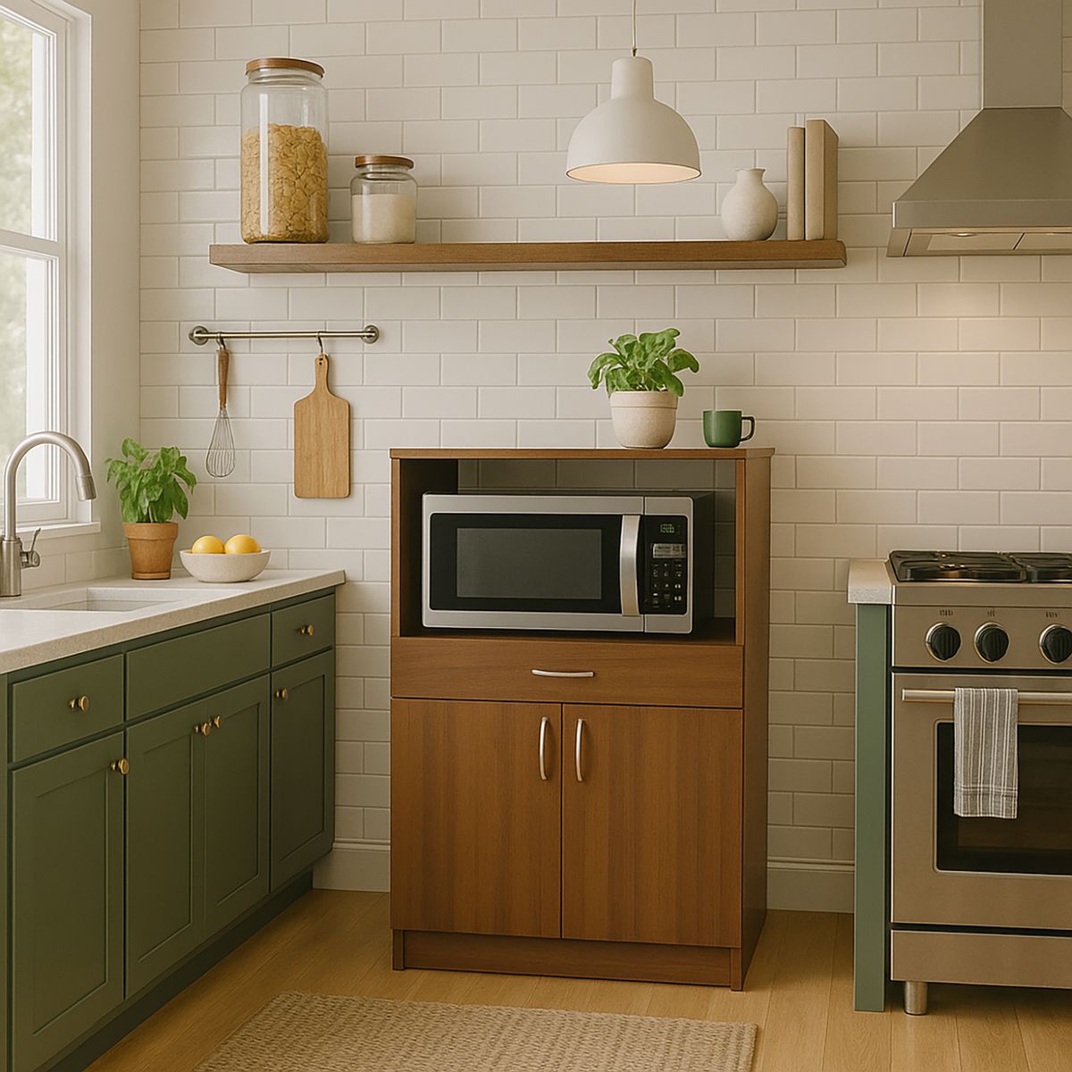 STANFORD - Mueble Auxiliar de Cocina 2 Puertas 1 Repisa Chocolate