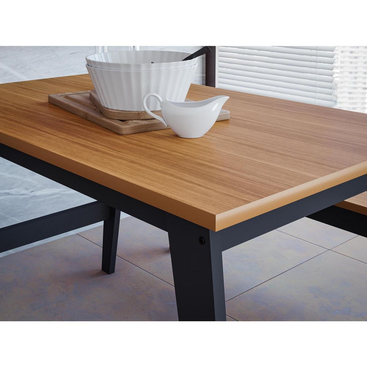 DECOCASA - Juego de Comedor Aurora 4 Sillas Mesa Rectangular 80x80,5x130 cm Café