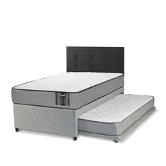 FLEX - Diván Gris Star 1 Plaza/Respaldo Royal Negro