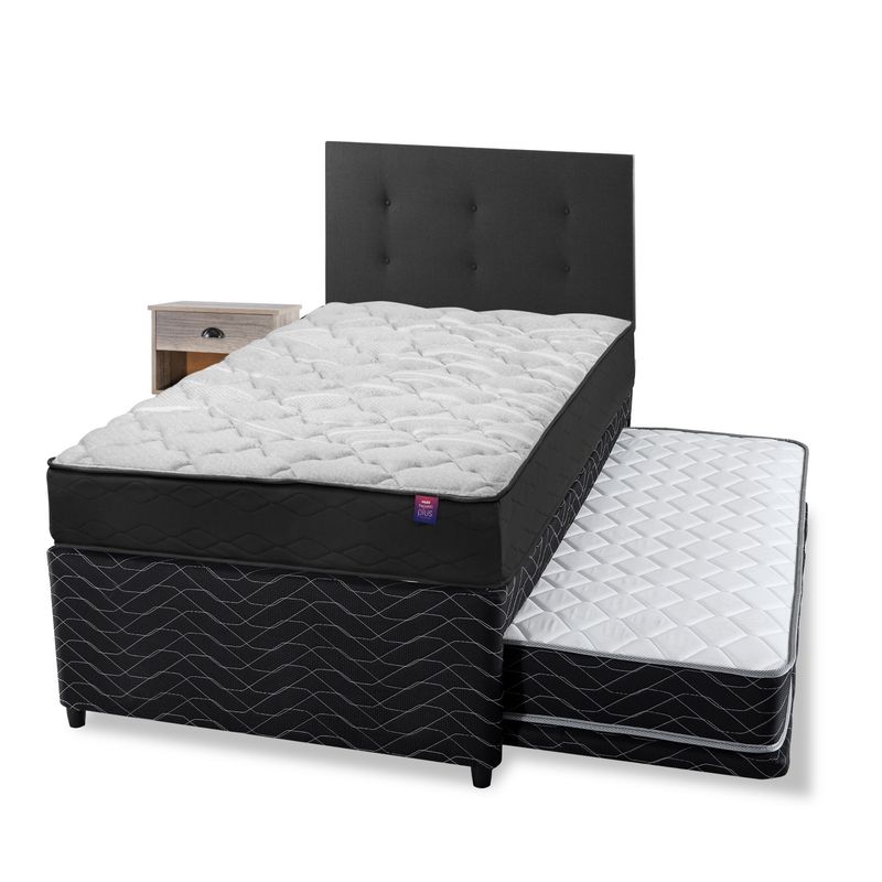 FLEX - Diván Therapedic Plus 1.5 Plaza/Respaldo Royal Negro/Velador Rock