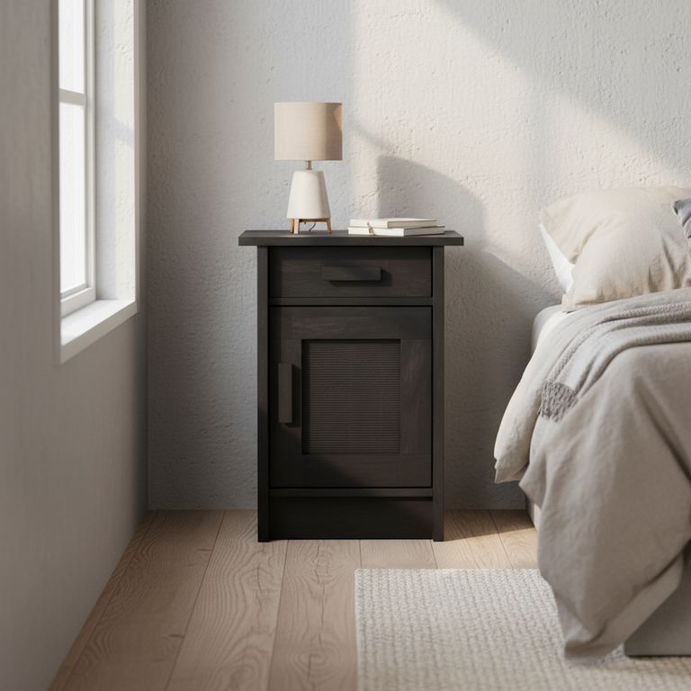 Velador 1 Puerta 1 Cajón(es) Milán 35x63.5x45 cm Negro