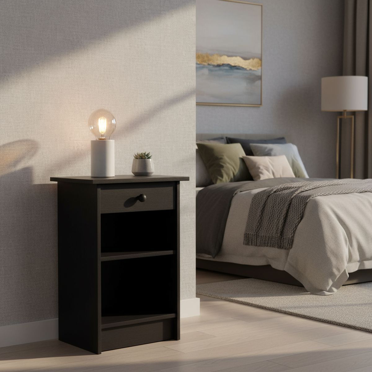 CIC - Velador 1 Cajón(es) Dublin 30x63.5x45 cm Negro