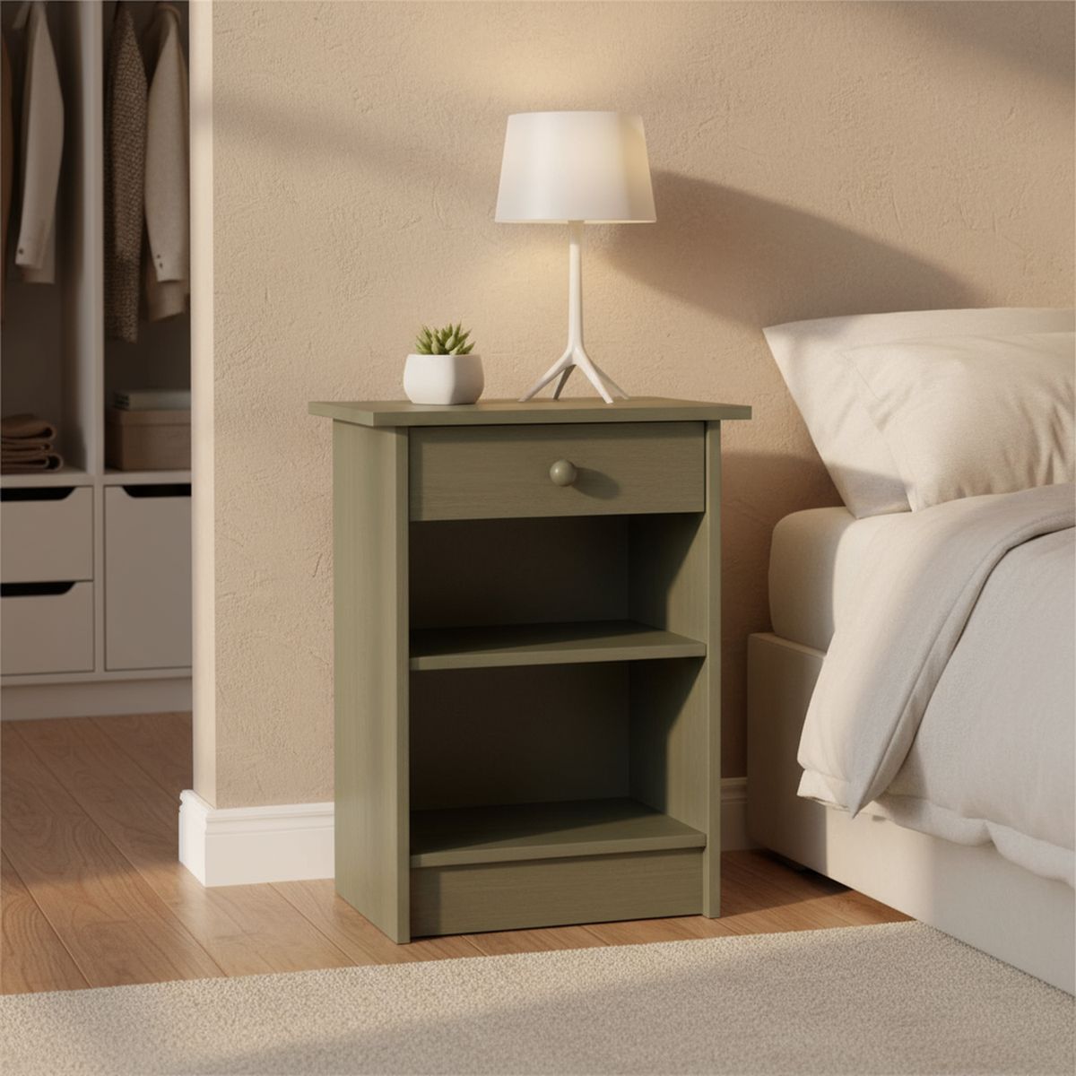 CIC - Velador 1 Cajón(es) Dublin 30x63.5x45 cm Olivo