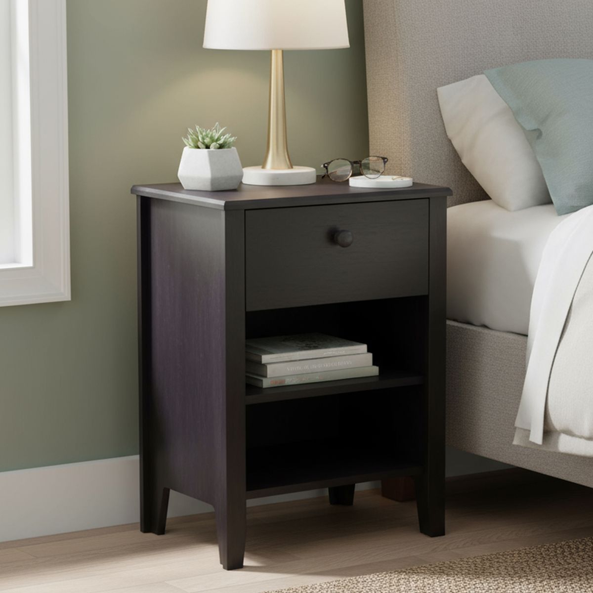 CIC - Velador 1 Cajón(es) Torino 35x63.5x45 cm Negro