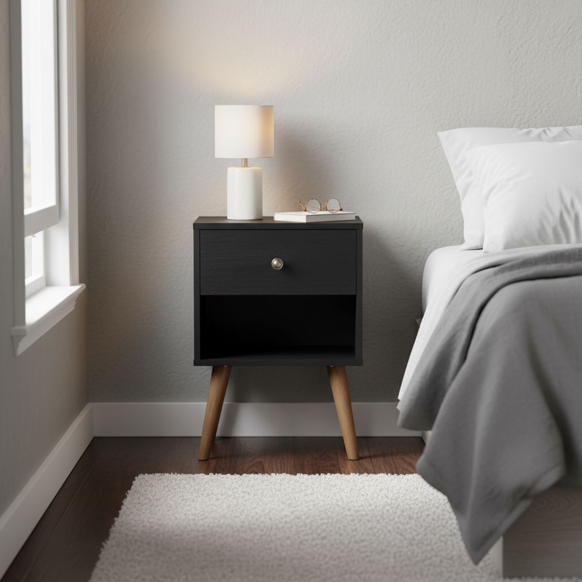 CIC - Velador 1 Cajón(es) Munich 30x63.5x45 cm Negro