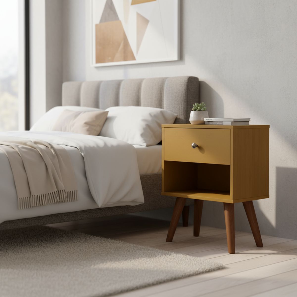 CIC - Velador 1 Cajón(es) Munich 30x63.5x45 cm Mostaza