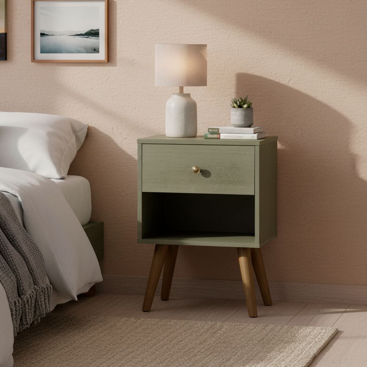 CIC - Velador 1 Cajón(es) Gales 30x63.5x45 cm Olivo