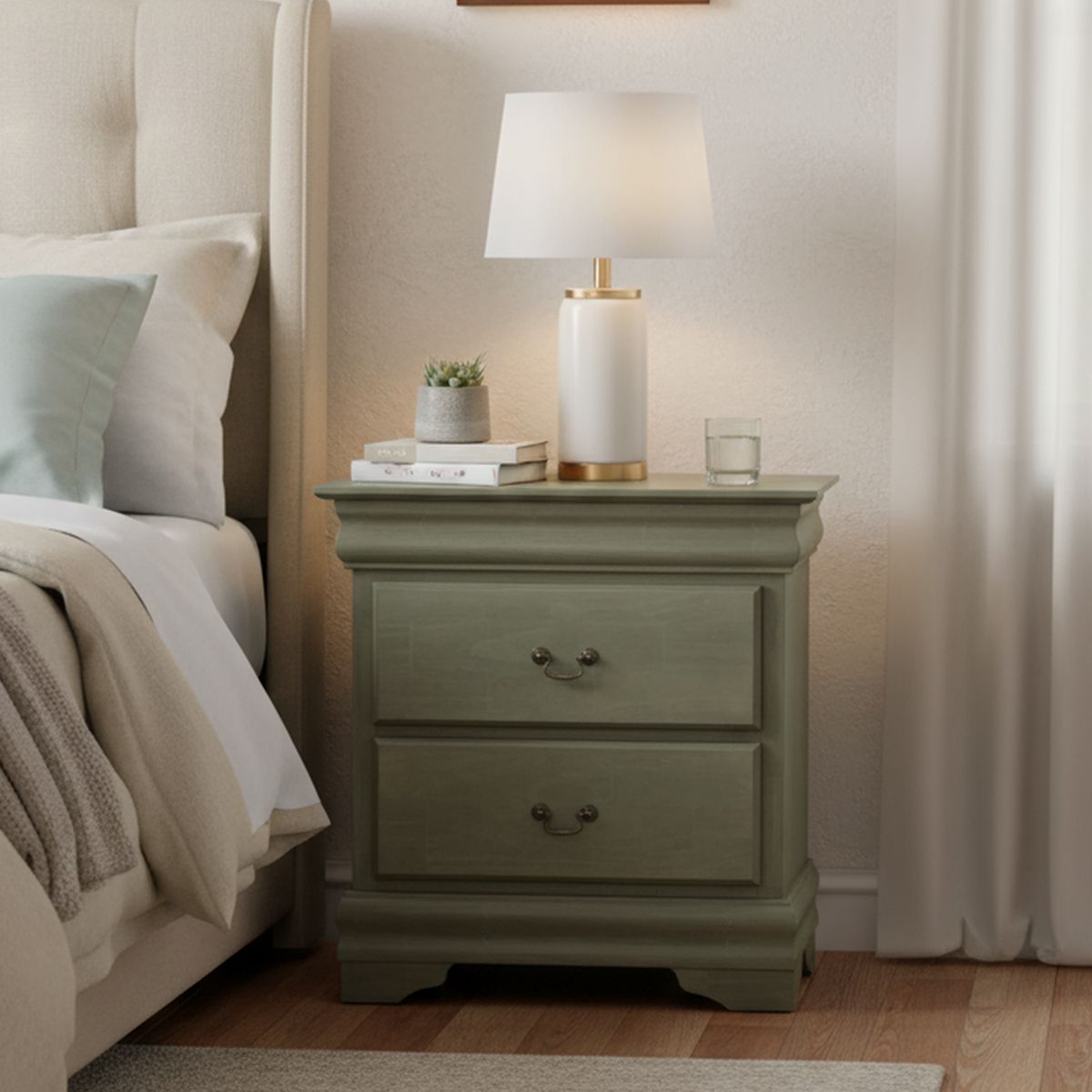 CIC - Velador 2 Cajón(es) Miró 40x69x66 cm Olivo