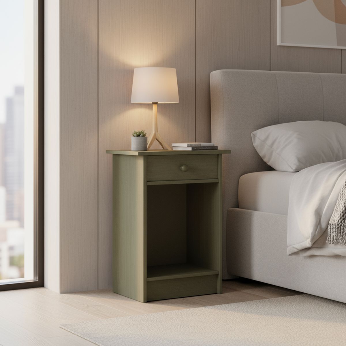 CIC - Velador 1 Cajón(es) Villarrica 30x63.5x45 cm Olivo