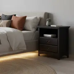 CIC - Velador 2 Cajón(es) Indo 40x69x66 cm Negro