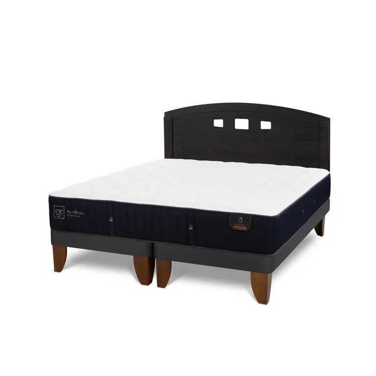 Cama Europea Premium 2P Bd Respaldo Gales Negro