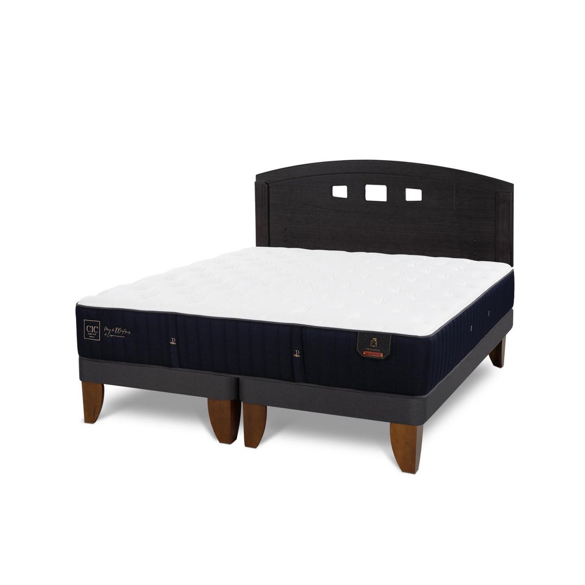 CIC - Cama Europea premium 2p bd Respaldo Gales negro
