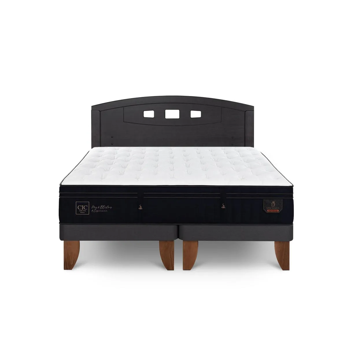 CIC - Cama Europea super premium 2p bd Respaldo Gales negro