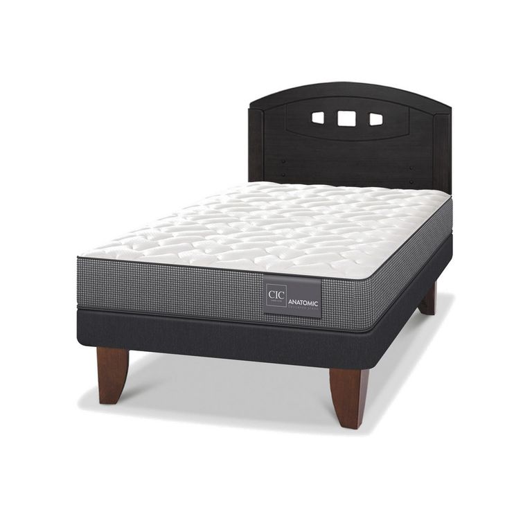 Cama Europea Anatomic 1.5P Respaldo Gales Negro