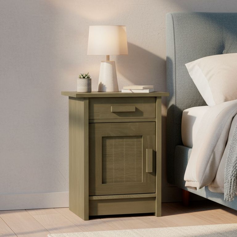 Velador 1 Puerta 1 Cajón(es) Milán 35x63.5x45 cm Olivo