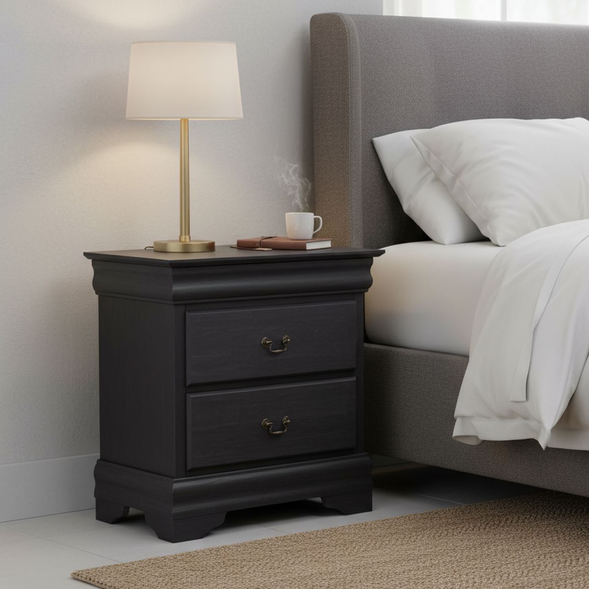 CIC - Velador 2 Cajón(es) Miró 40x69x66 cm Negro