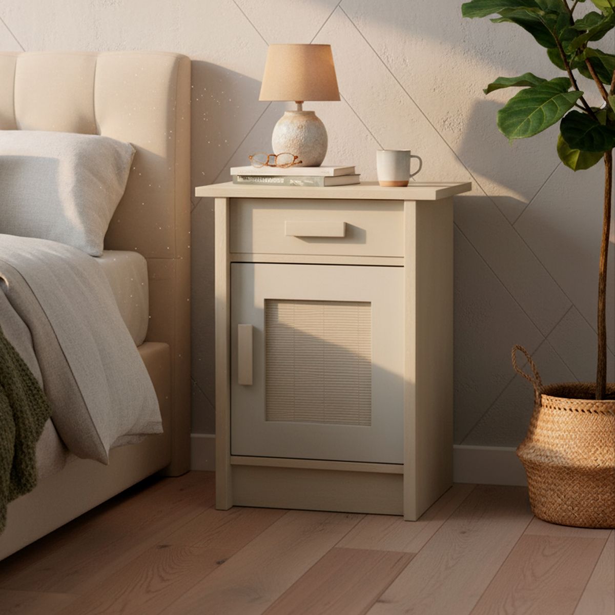 CIC - Velador 1 Puerta 1 Cajón(es) Milán 35x63.5x45 cm Alpino