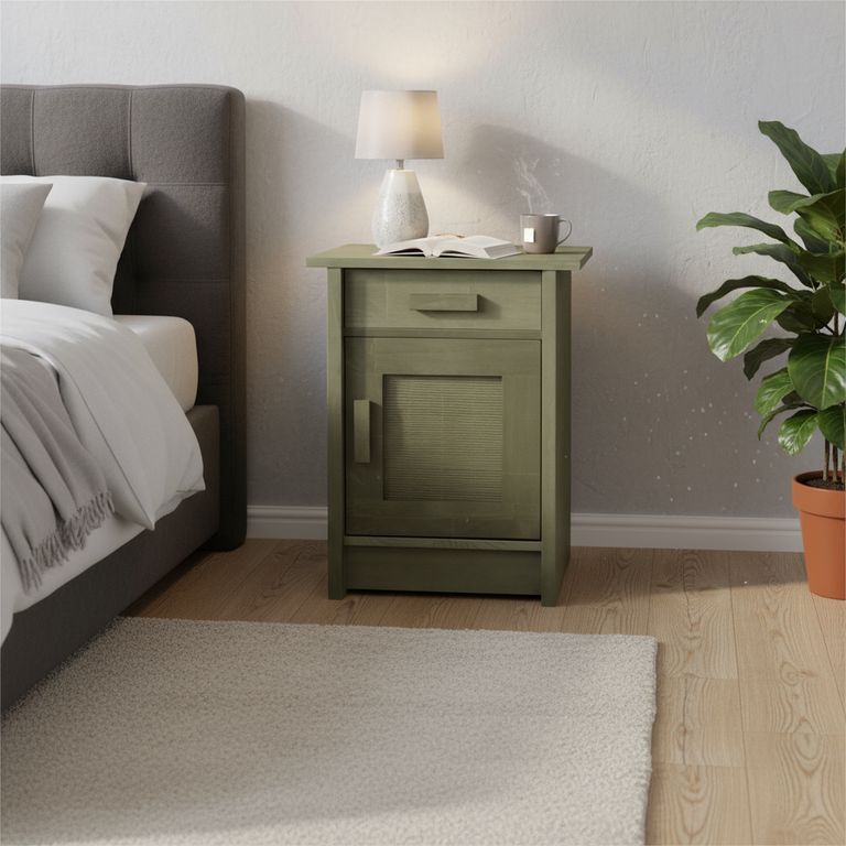 Velador 1 Puerta 1 Cajón(es) Milán 35x63.5x45 cm Olivo