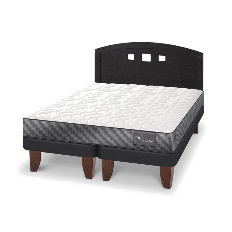 Cama Europea Anatomic 2P Bd Respaldo Gales Negro
