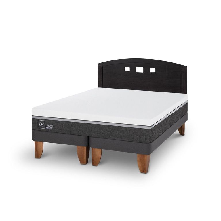 Cama Europea Ortopedic Advance 2P Bd Respaldo Gales Negro