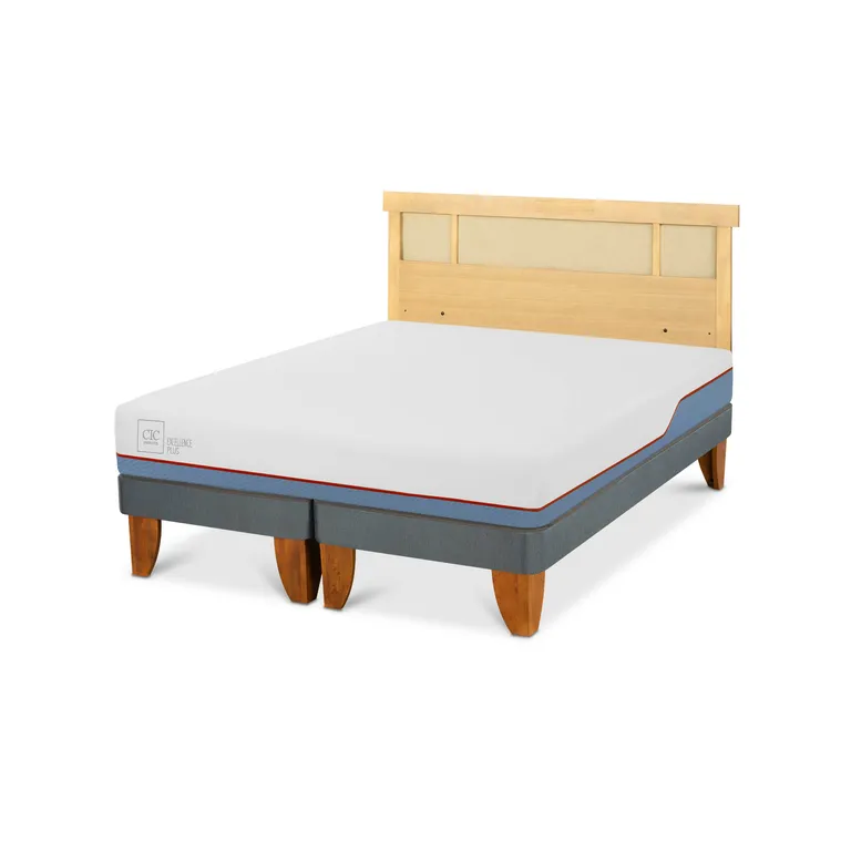 Cama Europea Excellence Plus 2P Bd Respaldo Dublin Mostaza