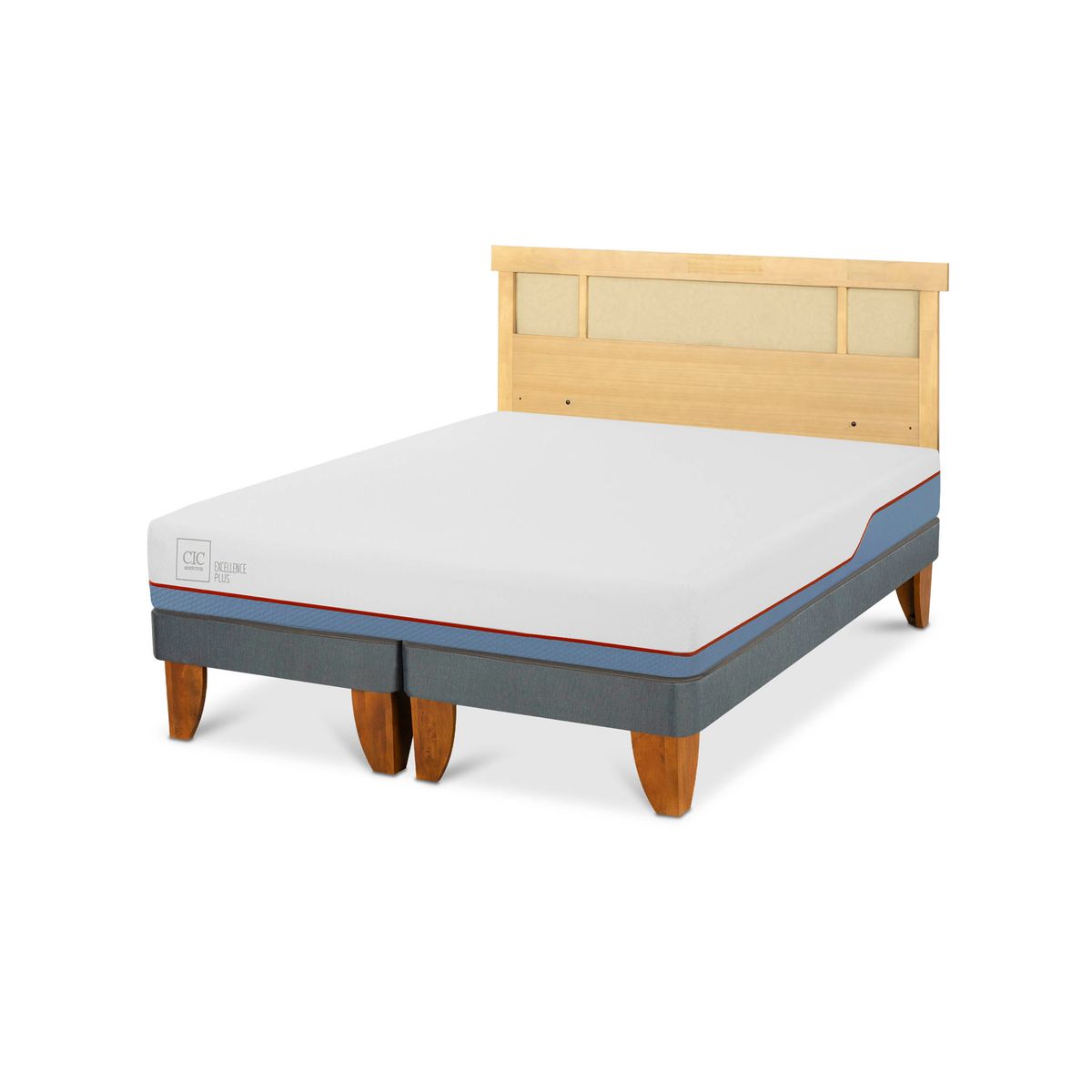 CIC - Cama Europea excellence plus 2p bd Respaldo Dublin mostaza