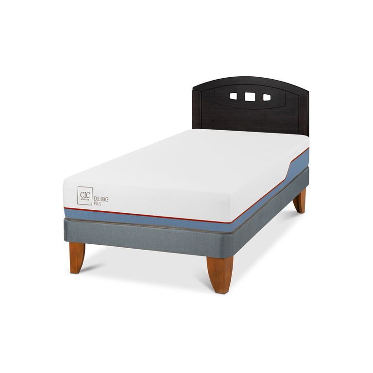 Cama Europea Excellence Plus 1.5P Respaldo Gales Negro
