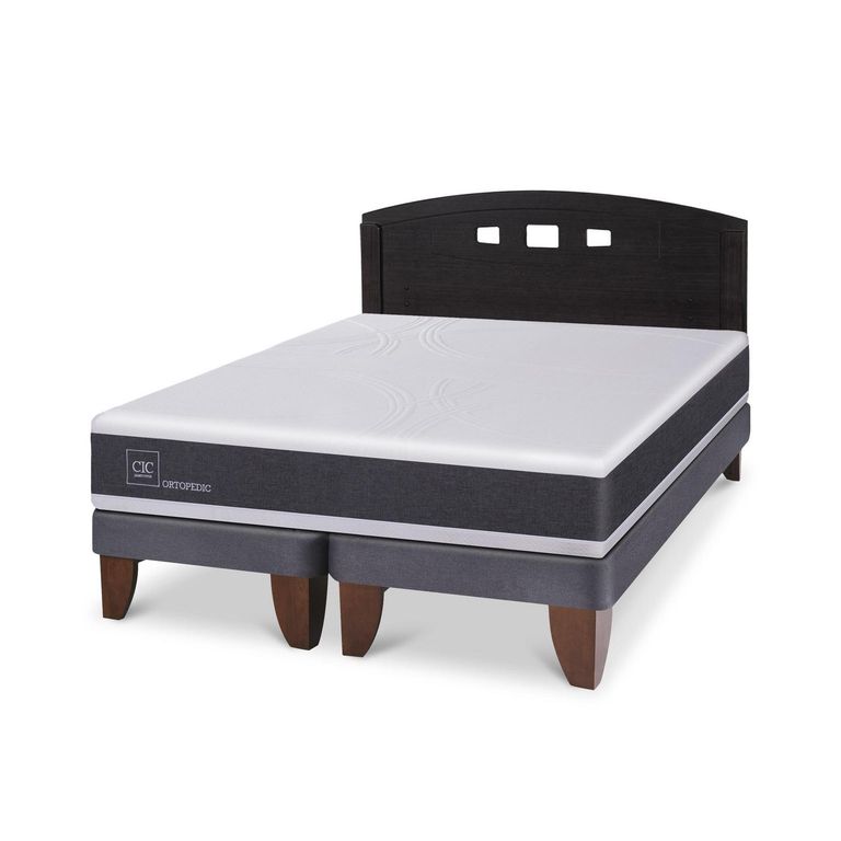 Cama Europea Ortopedic 2P Bd Respaldo Gales Negro