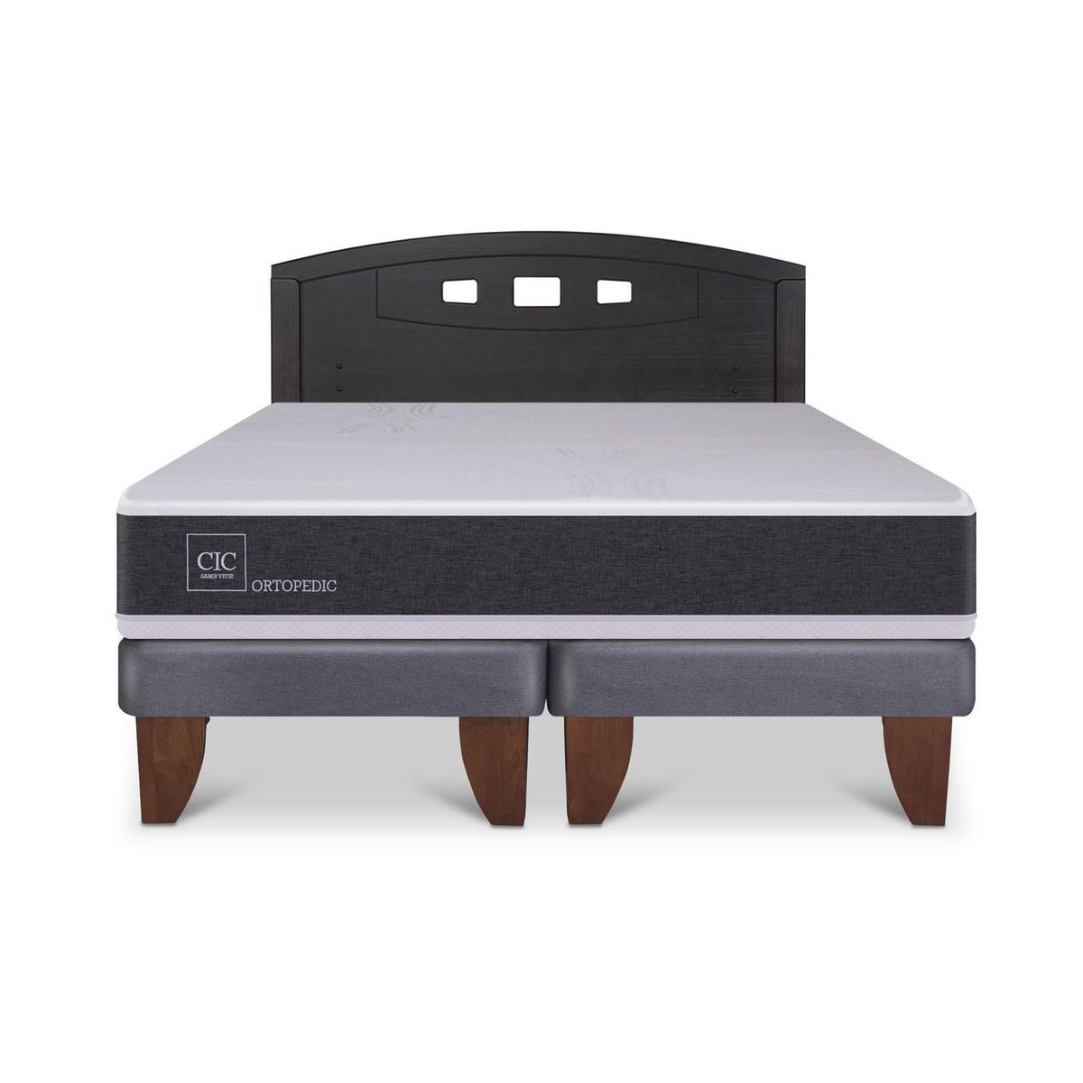CIC - Cama Europea Ortopedic 2P Bd Respaldo Gales Negro