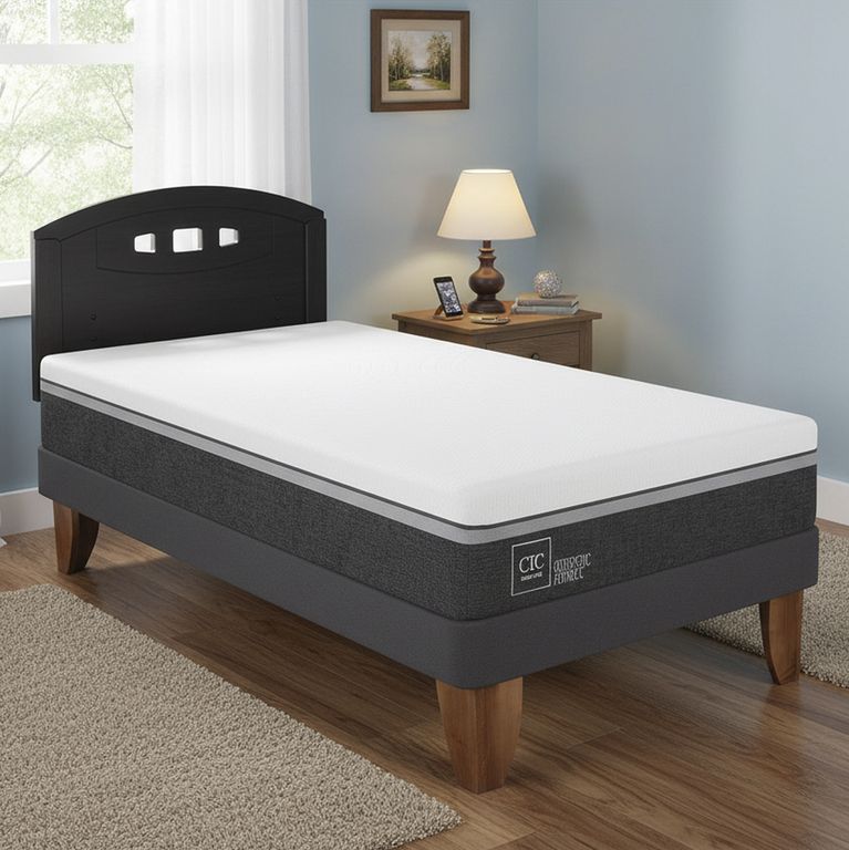 CIC Cama Europea Ortopedic Advance 1.5P Respaldo Gales Negro