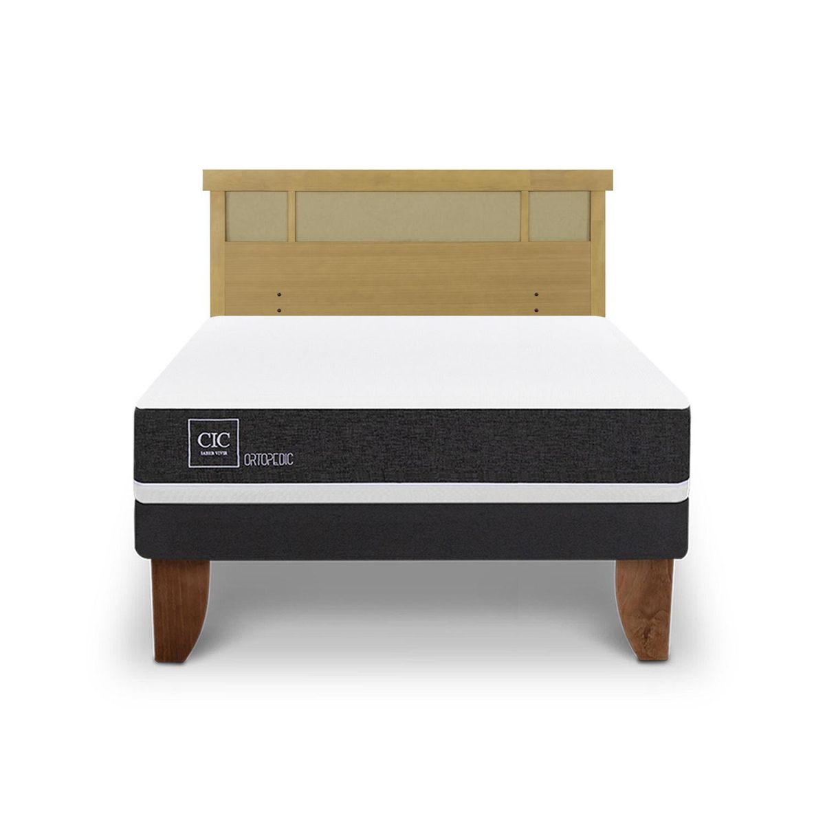 CIC - Cama Europea ortopedic 2p bn Respaldo Dublin mostaza