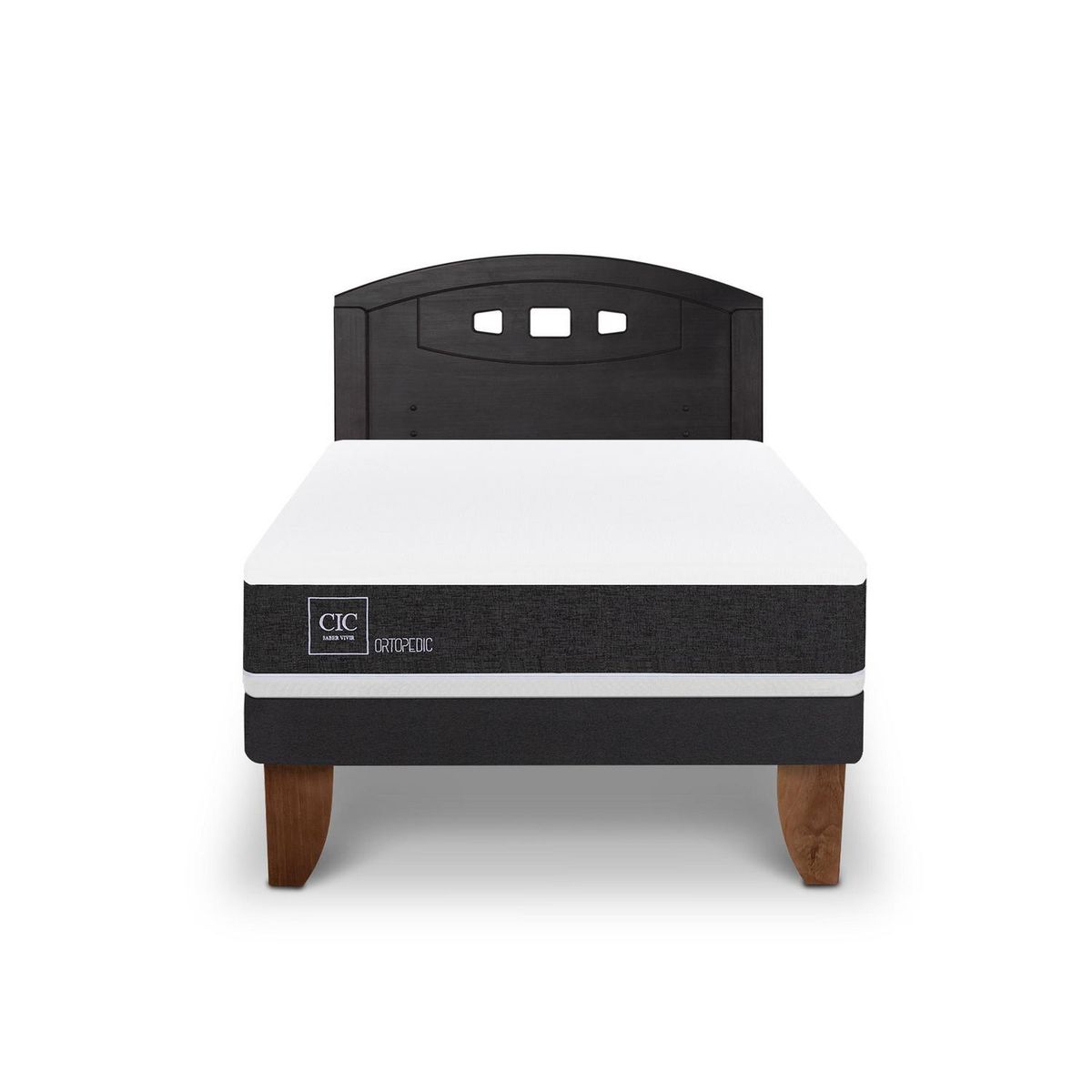 CIC - Cama Europea ortopedic 1.5p Respaldo Gales negro