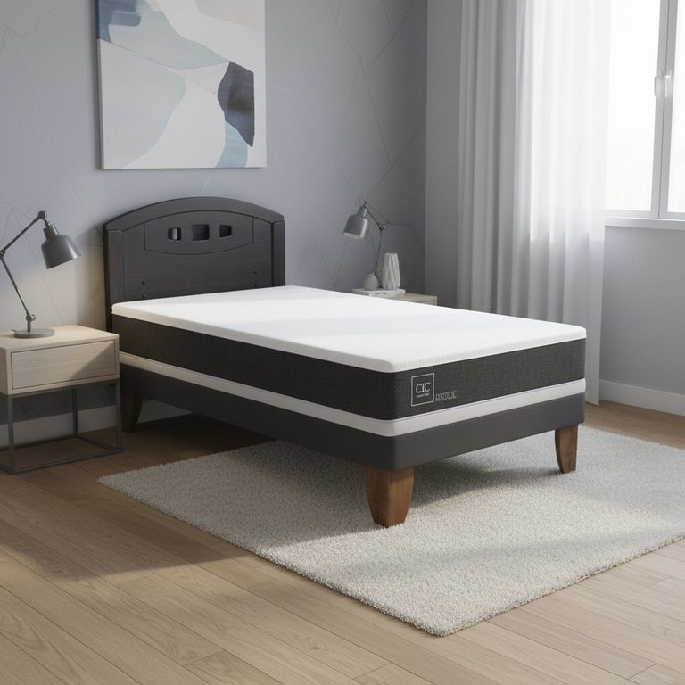 CIC Cama Europea Ortopedic 1.5P Respaldo Gales Negro