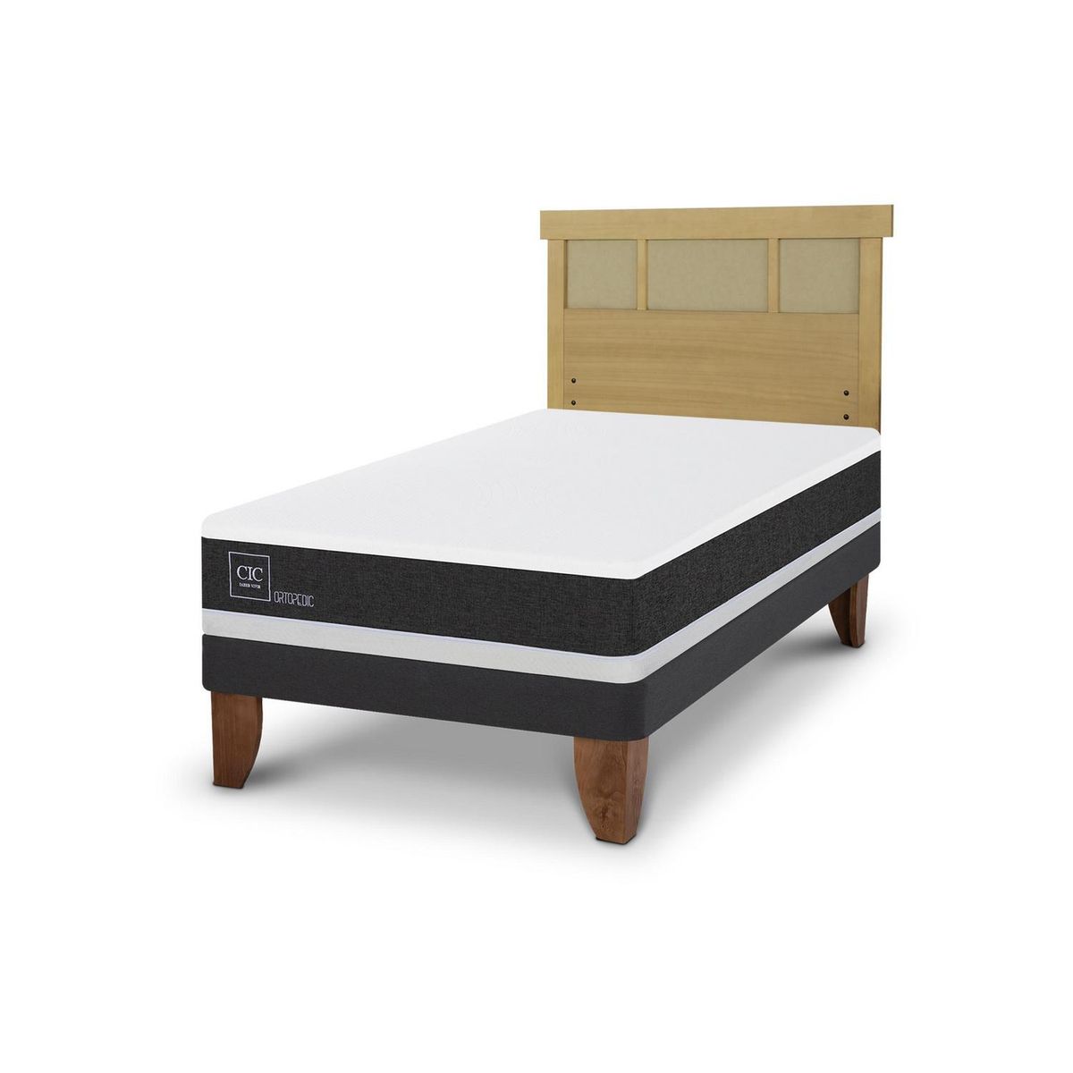 CIC - Cama Europea ortopedic 1.5p Respaldo Dublin mostaza