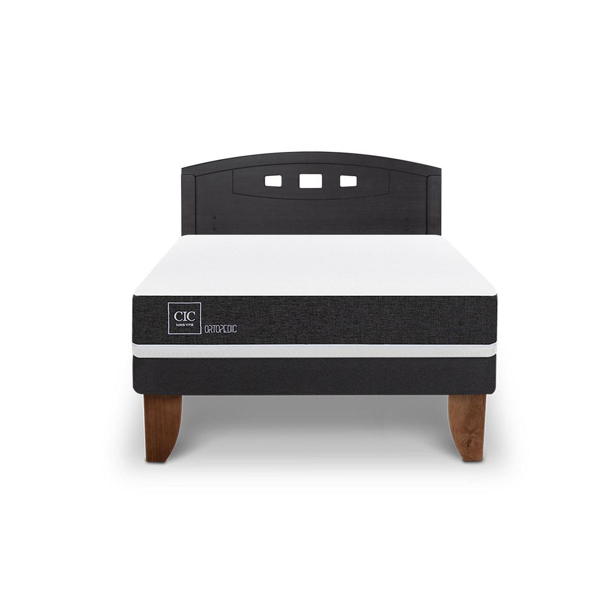 CIC - Cama Europea ortopedic 2p bn Respaldo Gales negro