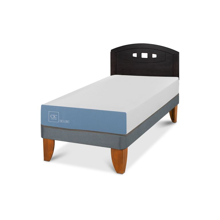 Cama Europea Excellence 1P Respaldo Gales Negro