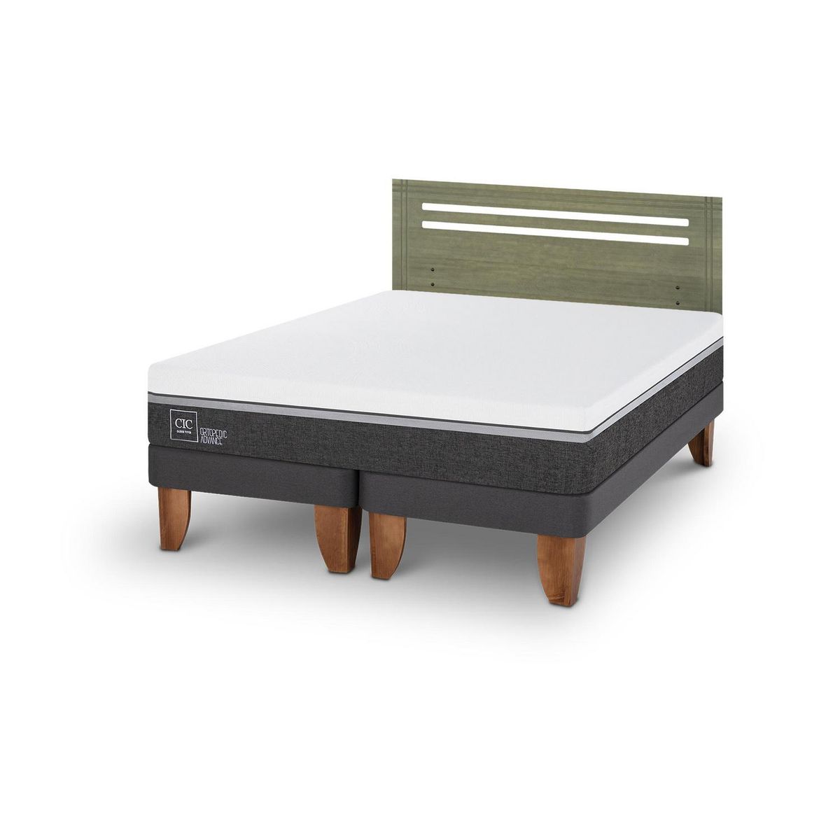 CIC - Cama Europea ortopedic advance 2p bd Respaldo Munich olivo