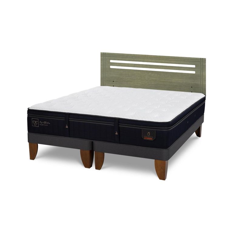 Cama Europea Super Premium 2P Bd Respaldo Munich Olivo