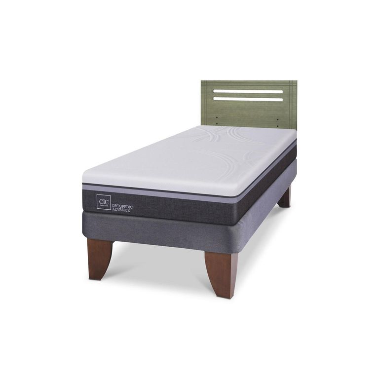 CIC Cama Europea Ortopedic Advance 1.5P Respaldo Munich Olivo