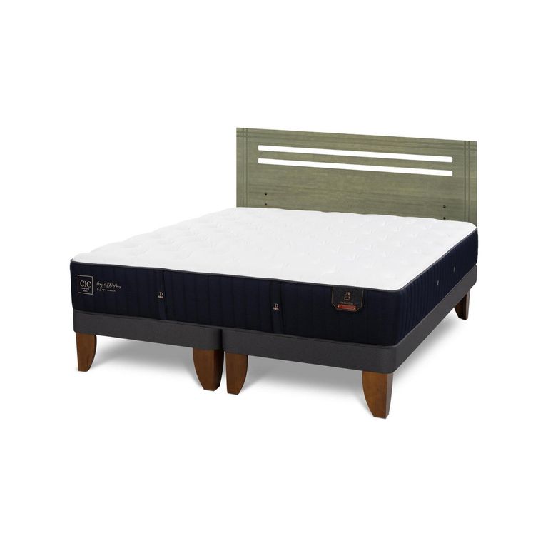 Cama Europea Premium 2P Bd Respaldo Munich Olivo