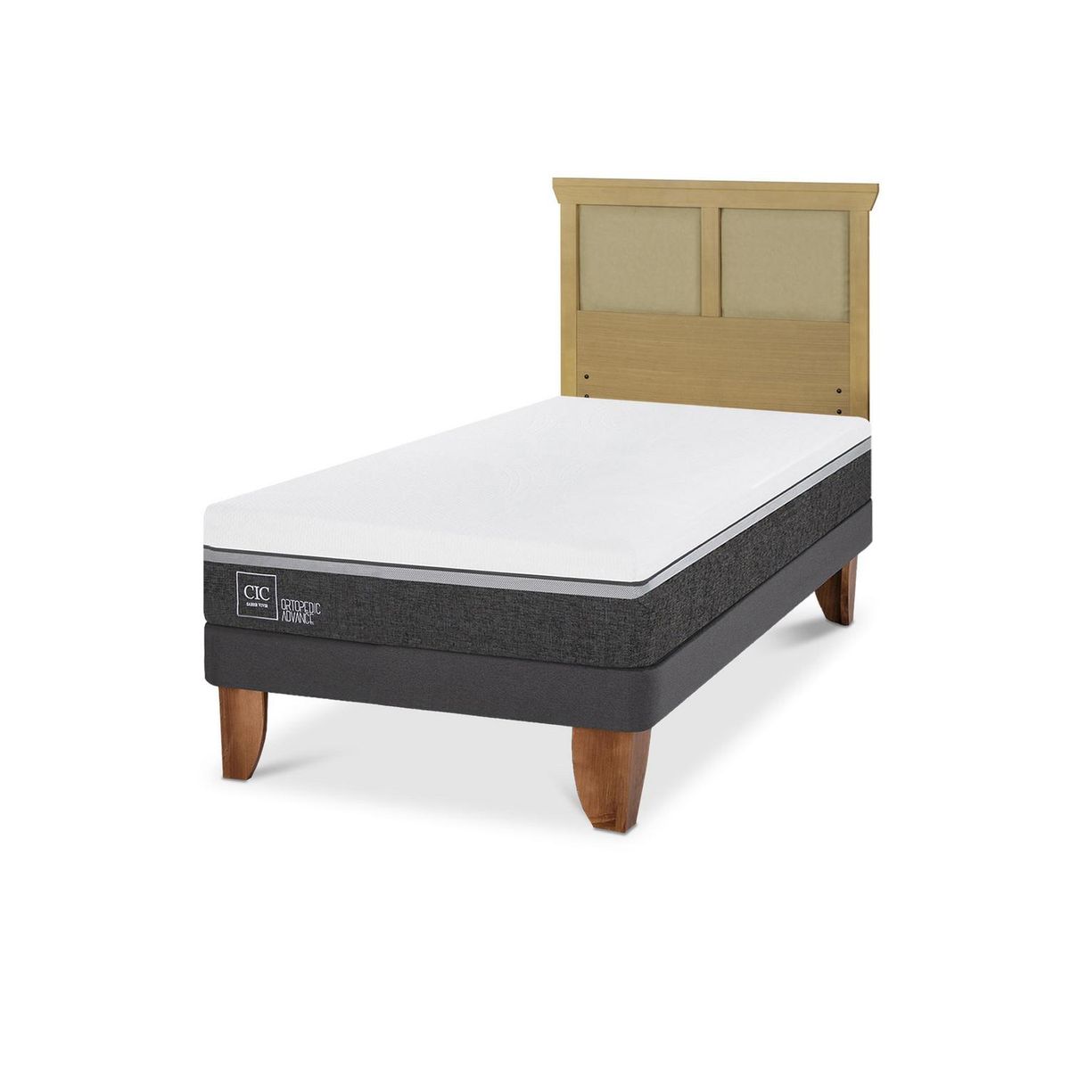 CIC - Cama Europea ortopedic advance 1.5p Respaldo Torino mostaza